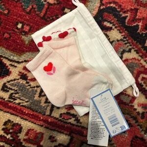 NWT Jacadi baby socks with embroidered pouch